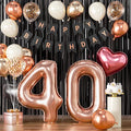 40th Birthday Decorations for Women - Rose Gold, Black and Hot Pink Party Supplies Set with Happy 40th Banner, Number 40 Balloons and Foil Fringe Curtains - 40 Year Old Celebration Kit