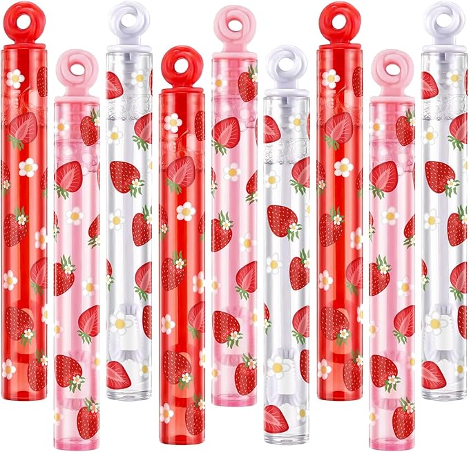 32 Pcs Strawberry Bubble Wands Sweet Berry Bubble Wand for Party Favors Adult Summer Activity Birthday Party Goodie Bag Stuffers Gifts Wedding Supplies