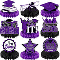 Yisong 9 Pieces 2026 Graduation Party Table Decorations Class of 2026 Congrats Graduation Centerpieces for Tables Congratulate Honeycomb Centerpiece Topper for Grad Party Supplies (Purple)