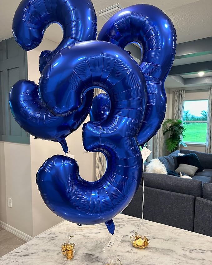 40 Inch Night Blue Number 4 Balloon, Giant 4 Number Balloons for 4th Birthday Decorations, Party Supplies for Baby Boy Girl, Night Blue Party Decor