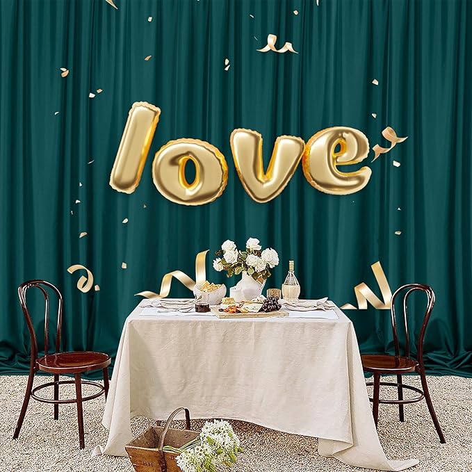 MEETSKY 10ft x 8ft Hunter Green Backdrop Curtains for Parties Christmas Wedding Curtain Rod Pocket Dark Green Photo Backdrop Sliding Drapes Backdrop Curtains for Photography, 5ft x 8ft, 2 Panels