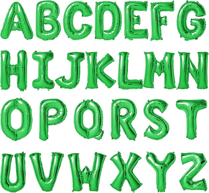 16 Inch Green Letter Balloons Mylar Foil Alphabet Letter A-Z Balloons Set for Wedding Birthday Party Decoration Banner 26pcs (Green)