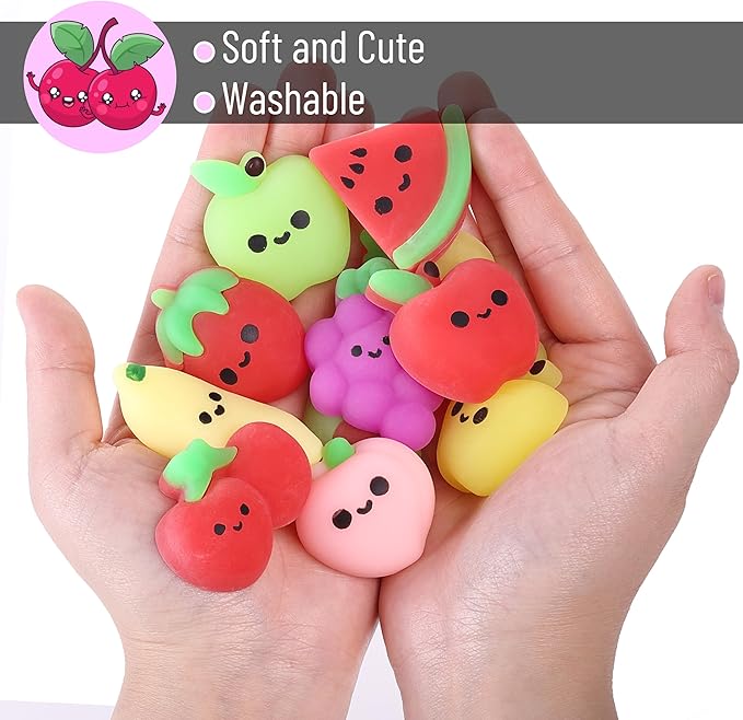 Mr. Pen- Fruit Squishy Toys, 12 Pack, Washable Twistable Stretchy Squishies, Soft Stress Relief Sensory Toys for Squeezing, Kids’ Gifts, Party Favors & Classroom Rewards, Easter Egg Fillers
