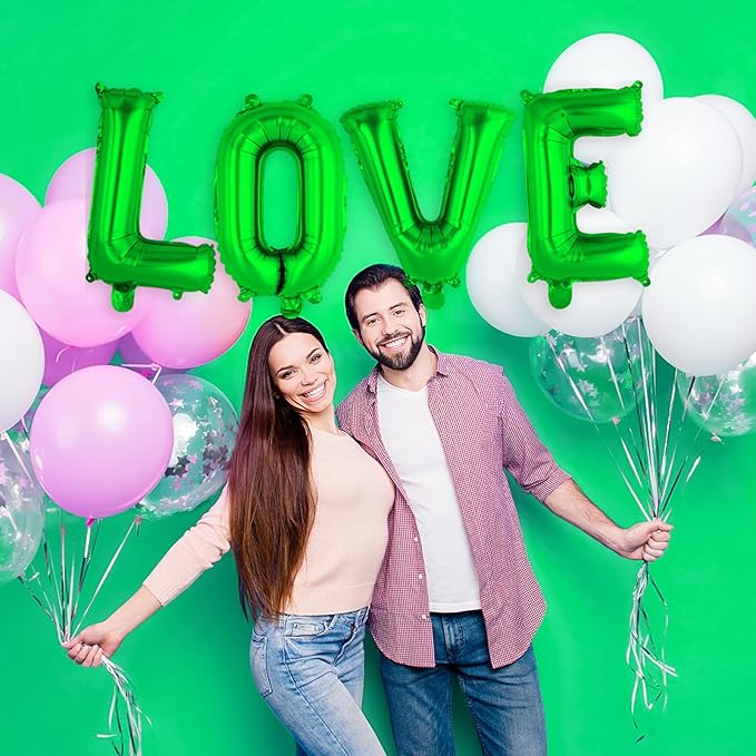 26 Pcs Green Letter Balloons,16 Inch Foil Alphabet Letter Balloons,Letter A-Z Balloon Banner Custom Phrase Balloon for Birthday Party Wedding Anniversary Decoration (Green 26pcs)