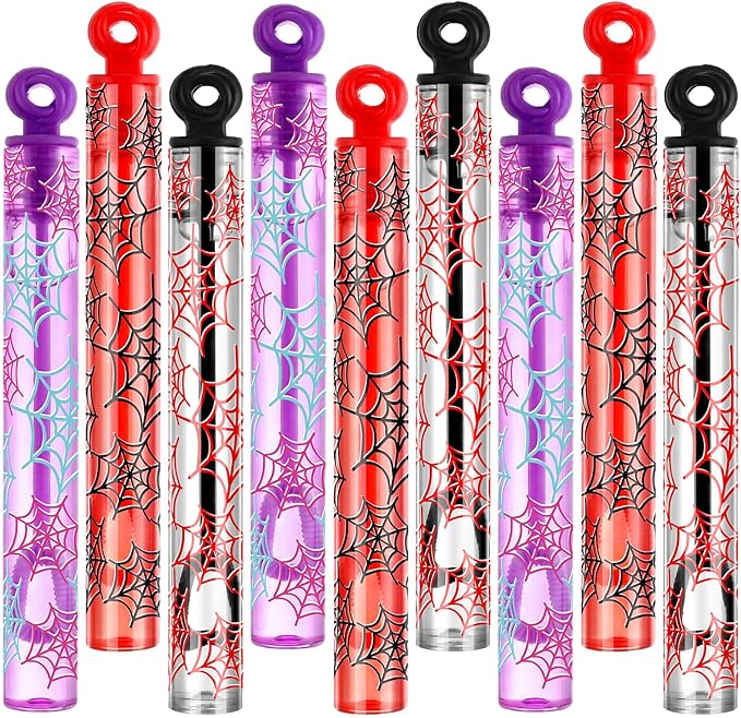 32 Pcs Spider Web Bubble Wands Spider Bubble Wand Cartoon Party Favors for Adult Summer Activity Birthday Party Goodie Bag Stuffers Gifts Wedding Supplies
