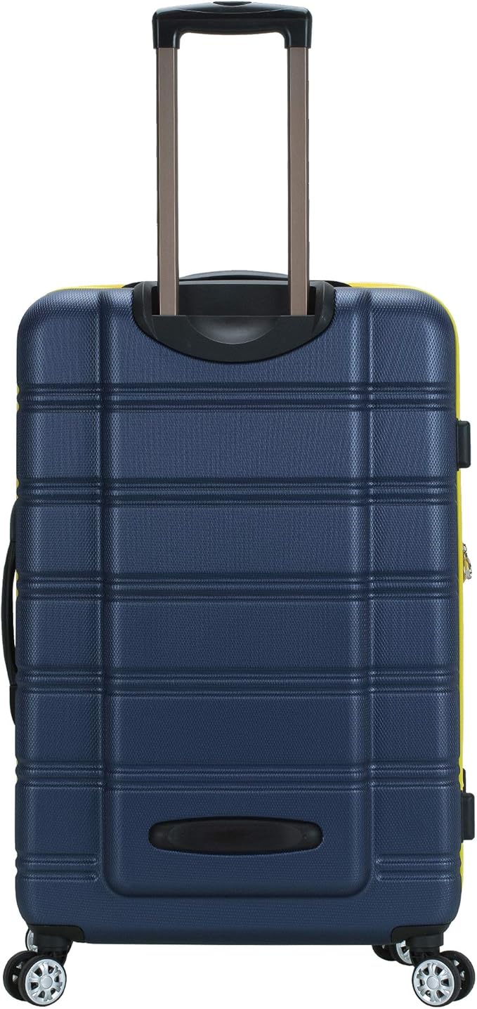 Rockland Melbourne Hardside Expandable Spinner Wheel Luggage, Checked Large 28", Navy