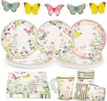 Talking Tables 50pcs Fairy Party Wildflower Decorations Disposable Tableware Butterfly Bunting, Paper Cups, Plates Pretty Napkins Kids Birthday, Mother's Day, Afternoon Tea, Baby Shower for 16 Guests