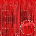 3 Pack Red Foil Fringe Curtains Backdrop, 3.28 x 8.2 Ft Metallic Streamers Tinsel Curtains Background for Photo Booth, Birthday, Halloween, Christmas, Thanksgiving, New Year Party Decorations