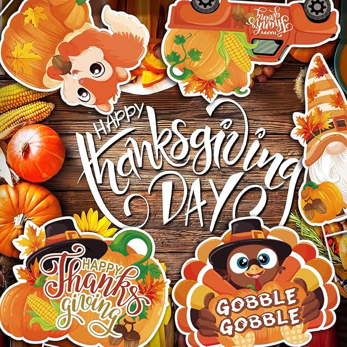 Thanksgiving Yard Signs with Stakes, 6-Pack Thanksgiving Decorations Outdoor Turkey Yard Signs, Fall Outdoor Decorations, Squirrel, Turkey, Gnome, Pumpkin, bumper harvest Car, Lawn Signs for Outside