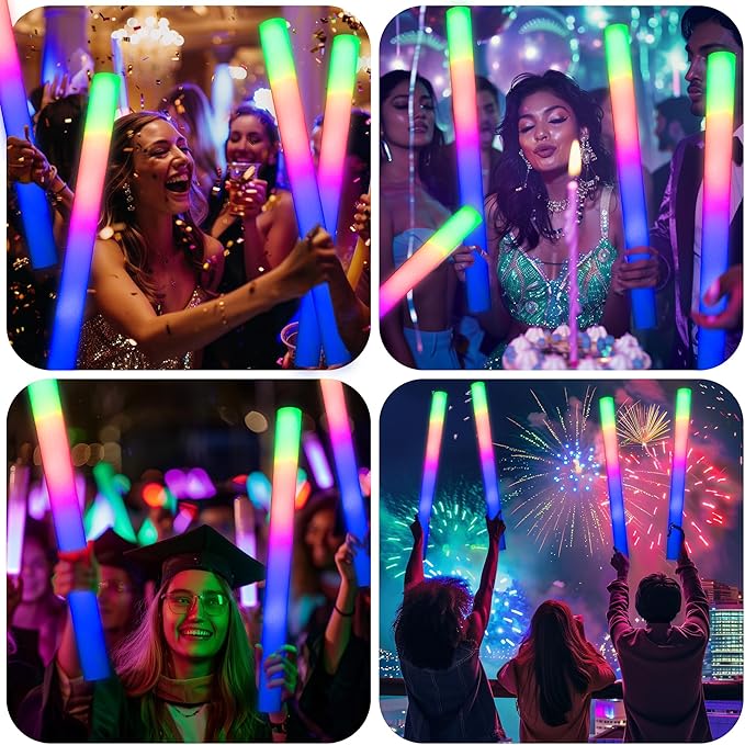 68 Pack Led Foam Glow Sticks Bulk, Wedding Glow Sticks for Reception Props, White Light-up Sticks for Wedding，Light up foam Sticks, Party Light Sticks Pack, Light Sticks for Parties Bulk