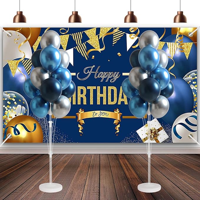 Balloon Column Kit for Floor-Balloon Columns with Stand, Base and Pole,Balloon Tower Backdrop Decoration for Wedding, Baby Shower, Birthday Party, or Bachelorette Parties (BLUE SILVER)
