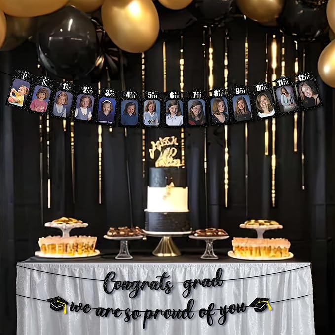 Congrats Grad We are So Proud of You,P-12th Grade Graduation Photo Banner Class of 2026 Graduation Party Decorations Supplies (5x7 in)