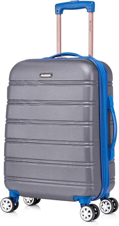 Rockland Melbourne Hardside 2 Piece Expandable Spinner Wheel Luggage Set, Carry-On 20" and Tote 14", Grey