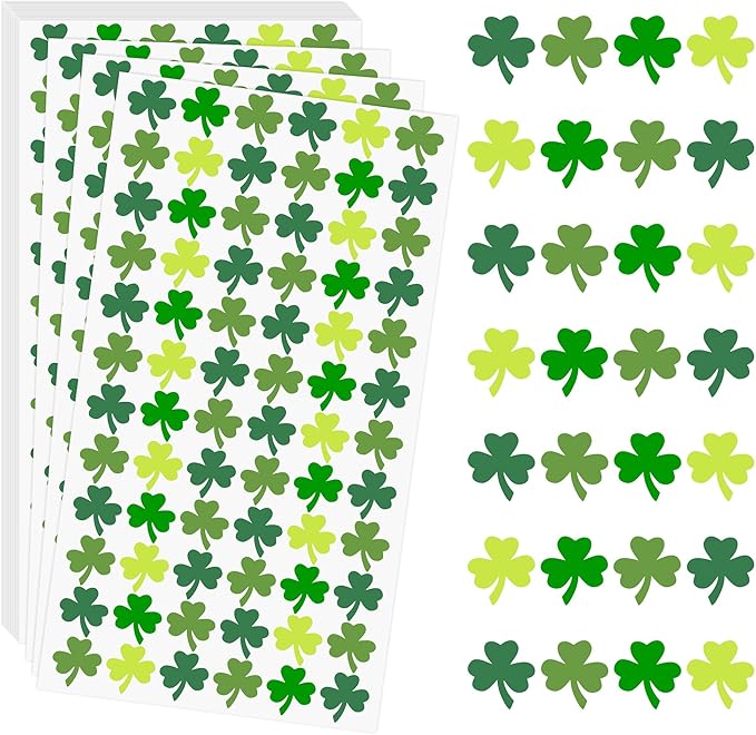 3600 PCS St Patricks Day Stickers Shamrock Stickers Small St. Patrick's Day Sticker for Kids Saint Patricks Day's Green Lucky Clover Self-Adhesive Labels Decor For Irish Party Envelope Cards Gift Bags