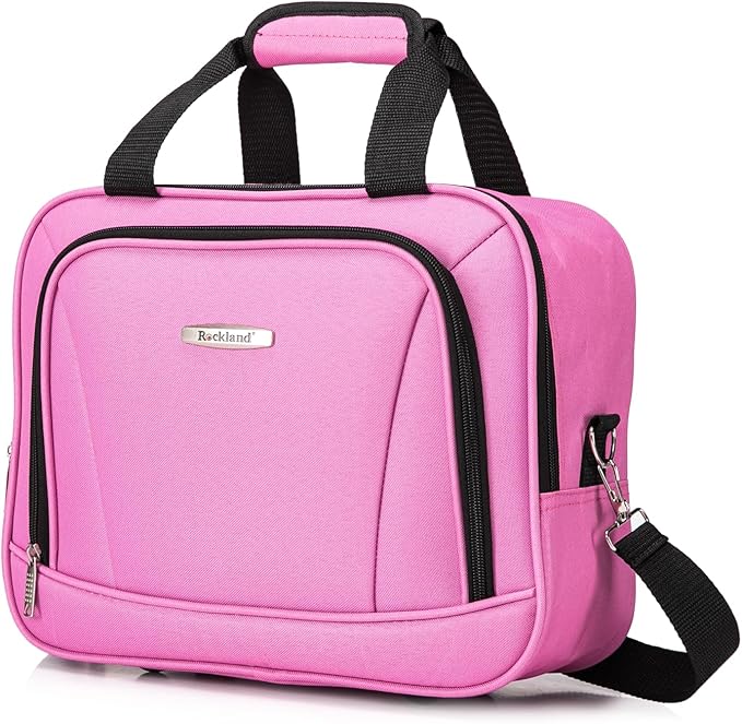 Rockland Melbourne Hardside 2 Piece Expandable Spinner Wheel Luggage Set, Carry-On 20" and Tote 14", Pink