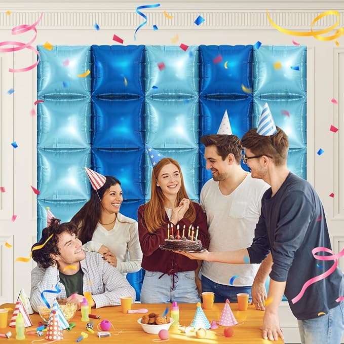 50 PCS Blue Balloon Arch Kit Wall, 19 Inches Metallic Navy and Pearl Blue Double Sided Square Foil Balloons Backdrop Tunnel Arch Kit for Birthday Boy Baby Shower Bachelorette Party Decoration