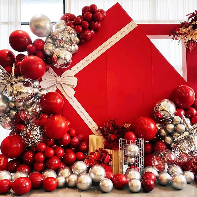 105pcs Ruby Balloons 12inch Party Latex Balloons for Boys Girls Birthday Baby Shower Gender Reveal Wedding Sunflower Party Decorations