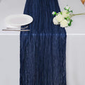 Snowkingdom 10 Ft Navy Blue Cheesecloth Table Runner, 120 inch Long Cheese Cloth Boho Gauze Runner for Christmas Wedding Bridal Baby Shower Birthday Holiday Party Sheer Table Decorations
