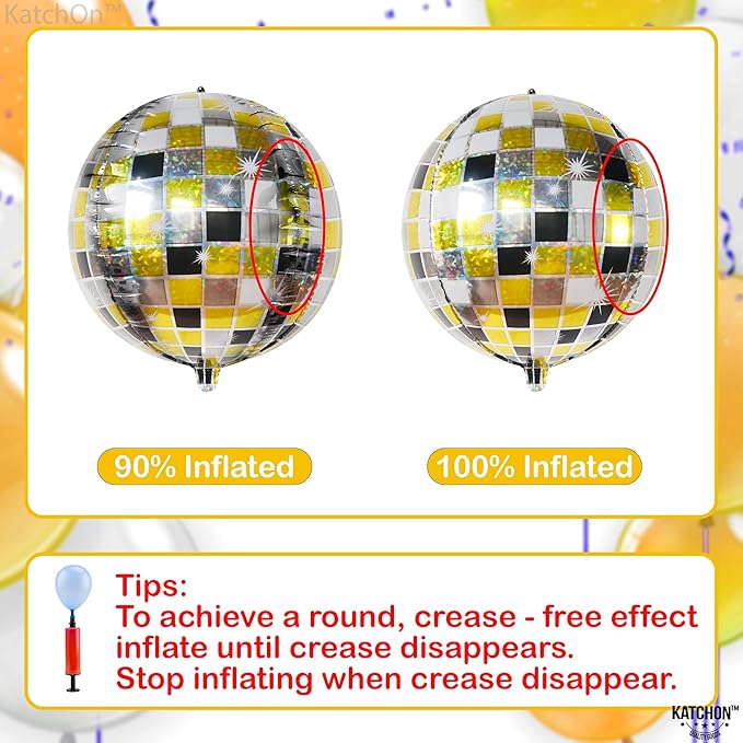 KatchOn, Shiny Disco Ball Balloons - Big 22 Inch, Pack of 12 | Foil Black and Silver Disco Balloons for Disco Ball Decor | Black and Gold Graduation Decorations 2025 | Bachelorette Party Decorations