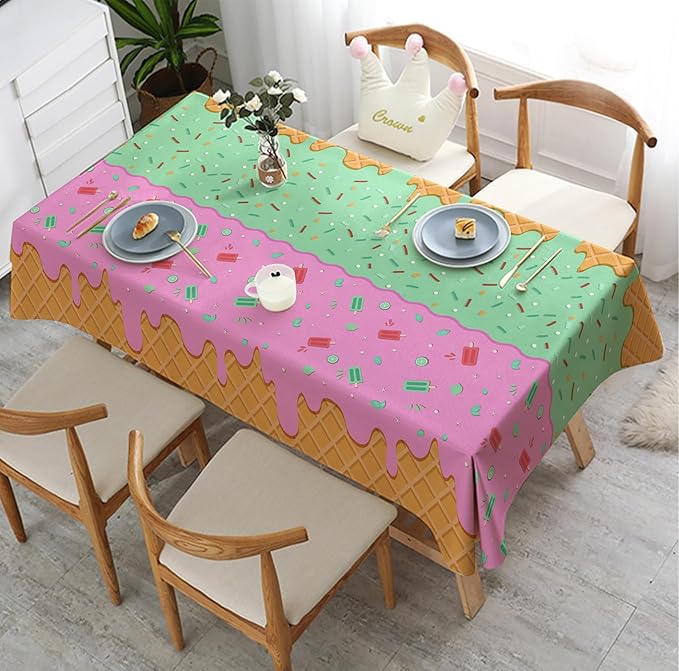 OHOME Ice Cream Party Decorations - Disposable Tablecloth for Ice Cream Birthday Party Decorations - Plastic Table Cover for Summer Bar Party Banner,2 Pack