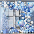 Snowflake Balloon Arch Garland Kit 182pcs, Frozen Balloon Arch Kit Silver Blue White Wonderland Balloons for Winter Wonderland Christmas Baby Shower Snow Princess Birthday Party Decorations