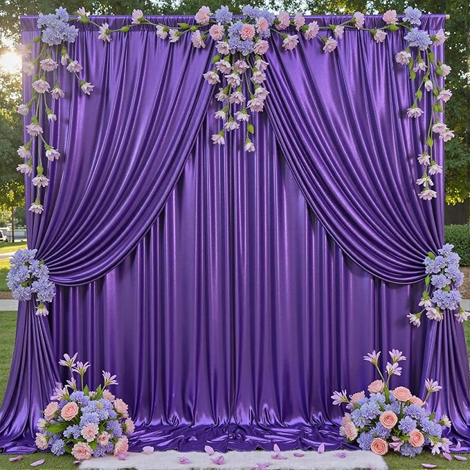 30x10 Wrinkle Free Purple Sequin Backdrop Curtain for Parties-Thick Not Fall-Off Glitter Backdrop Drapes-6 Panels 5x10ft Shimmer Photo Back Drop Cloth for Wedding Birthday Photography Background