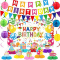 Birthday Decorations Kit, Happy Birthday Party Banner, Happy Birthday Backdrop, Honeycomb Balls, Metallic Hanging Swirls, Colorful Rainbow Party Decorations, Centerpieces for Tables(Colorful Birthday)