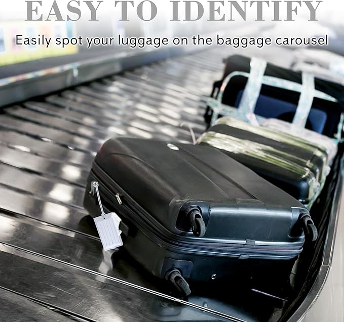 50 Pack Luggage Tags for Suitcases, Airplane Travel Essentials for Flying, International Travel Must Haves, and Luggage Accessories by Sodsay