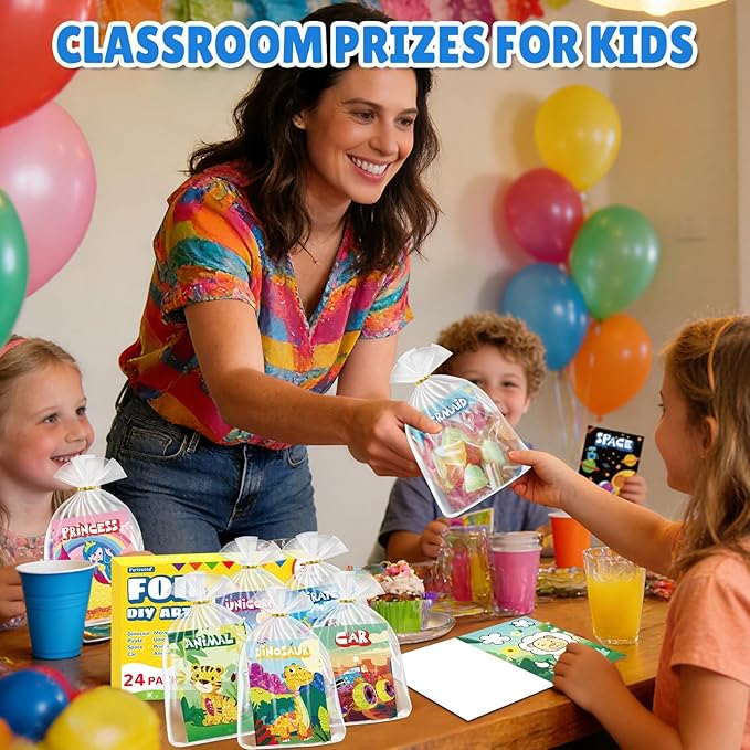 PARTYWIND Party Favors for Kids, 24 Pack Foil Art & Craft Books Bulk for Kids 4-8, Easter Basket Goodie Bag Stuffer & DIY Creative Activity Toys for Kids Birthday Party Favors, Classroom Prizes