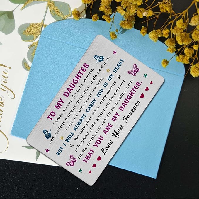 EE&YU Daughter Card Gifts - Favorite Daughter Birthday Graduation Card from Mom, I Love and Proud Adult Daughters Presents