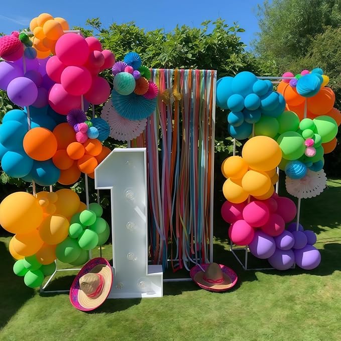 Mexican Fiesta Balloon Arch Kit, 133pcs Blush Pink Turquoise Blue Pastel Green Light Orange Yellow Colorful Balloons Garland for Birthday Carnival Festival Tropical Hawaiian Summer Party Decorations