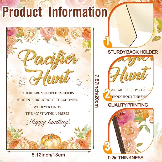Thyle 51 Pcs Fall Baby Shower Games a Little Pumpkin Is on The Way Pacifier Hunt Include Hunt Sign and 50 Acrylic Pacifiers for Thanksgiving Autumn Baby Shower Pumpkin Gender Reveal Party Decor