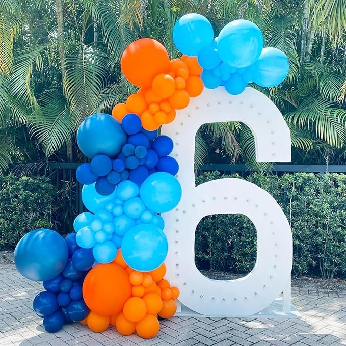 Orange and Blue Balloons, 12 Inch Orange and Dark Light Blue Latex Balloons Party Decorations for Kids Birthday Baby Shower Outer Space Theme Party Decor Supplies
