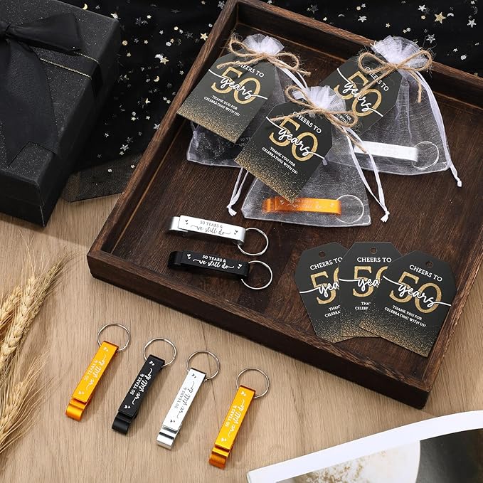 50 Sets 50th Birthday Party Favors for Guest We Still Do 50 Years Bottle Opener Keychain Thank You Cards and Bags 50th Wedding Anniversary Souvenirs Return Gift