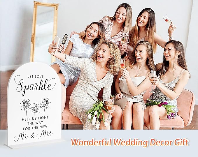 Let Love Sparkle Sign Wedding, White Arch Acrylic Sign, Sparkles for Wedding, Dance Floor Props, Bridal Shower Decorations, Centerpiece Table Decorations Party for Bride and Groom-15