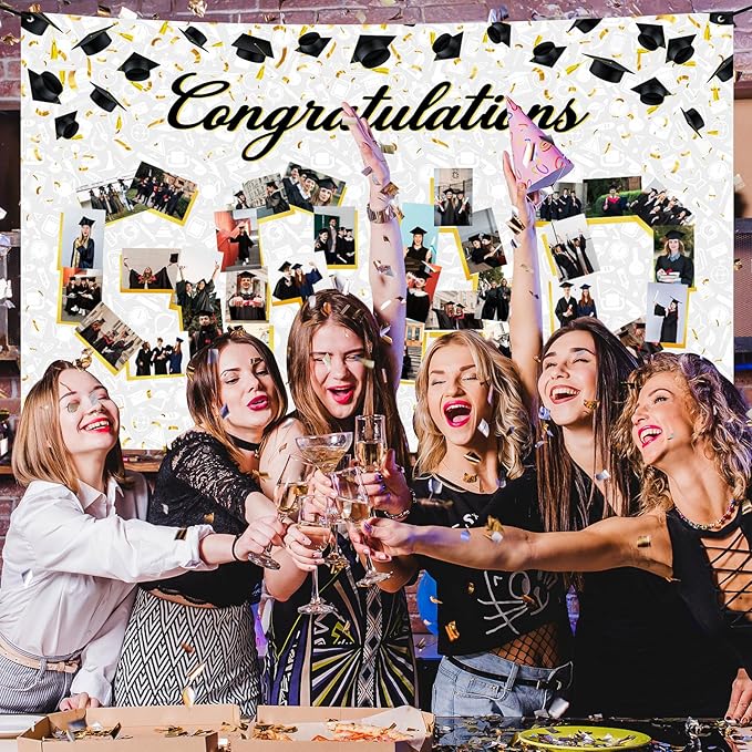 Large Graduation Photo Banner Decorations 72x44 Inch,Graduate Banner for Class of 2026 Ceremony Congratulations Grad School DIY Prom Favors Party Supplies, Picture Backdrop Sign Photography Background