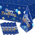 Tegeme Navy Blue Party Supplies Stars Happy Birthday Tablecloths Starry Confetti Table Covers for Kids Boys Girls Baby Shower Birthday Party Decorations(Navy Blue and Gold,4 Pack)