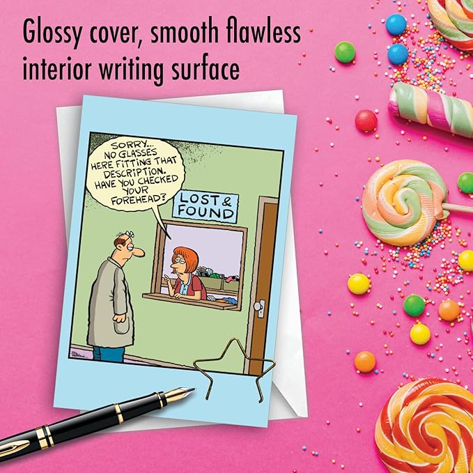 NobleWorks - Funny Birthday Greeting Card with 5 x 7 Inch Envelope (1 Card) Bday Lost Glasses C7856BDG