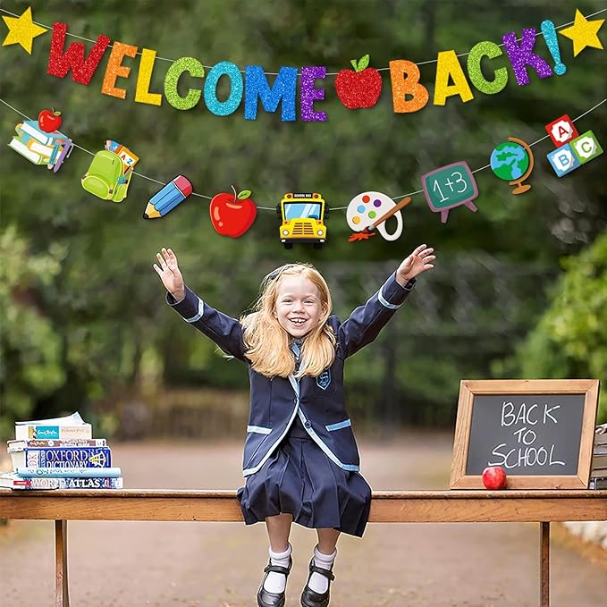 Welcome-Back To School Party-Decorations Supplies-Banner - 2pcs Rainbow Colorful Hanging Swirls Streamers,Kids Boys Girls Kindergarten College High Middle School Ceiling Garland Decor Panduola