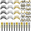 Openfly 36Pcs New Years Eve Party Supplies 2026 Happy New Year Hats Headband Tiara Noise Makers Paper Glasses Party Favors