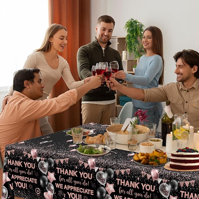 We Appreciate You Tablecloth Decoration,Thank You Party Decoration 3cs Rose Gold Thank You for All You Do Table Covers for Appreciate Party Employee Teacher Doctor Decor