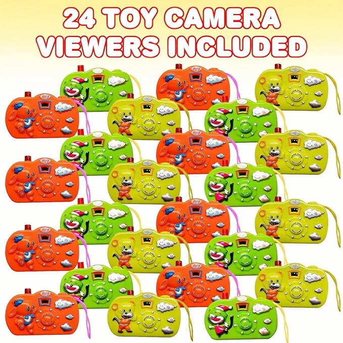 ArtCreativity Kids Camera Toy Set with Images in Viewfinder (24PCs) - Party Favors for Toddlers, Goodie Bags Stuffers for Kids, 3 Colors