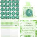 50 Sets Baby Shower Party Favors Including 50 Pcs Unscented Tealight Baby Shower Candles Gift Bags Cards for Gender Reveal Party Supplies(Green)