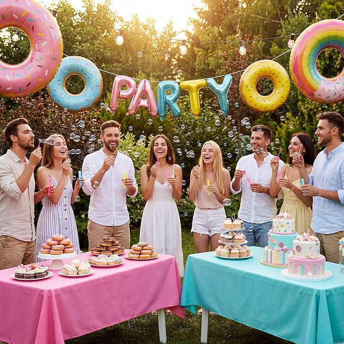 Jenaai 24 Pcs Dount Bubble Wands Sweet Donut Bubbles Party Favors for Summer Activity Cartoon Birthday Gifts Carnival Goody Bag Stuffers Wedding Supplies