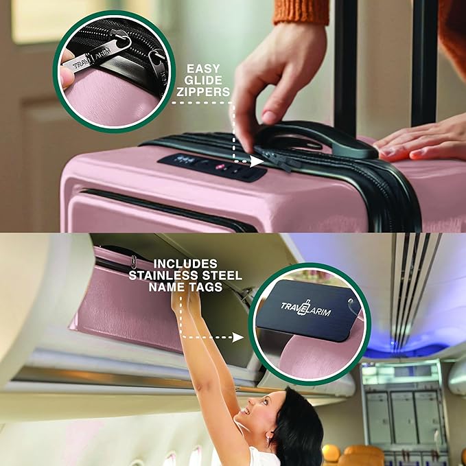TRAVELARIM Luggage Sets 3 Piece, 20 Inch Carry on Luggage and 28 Inch Suitcases with Wheels Spinner, Durable Hard Shell Suitcase Set, Expandable Travel Suitcase, Pink