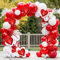 Red White Balloon Garland Arch Kit, 160Pcs Red and White Balloons with Heart Foil Balloons for Romantic Wedding Birthday Party Bridal Shower Valentines Day Decorations