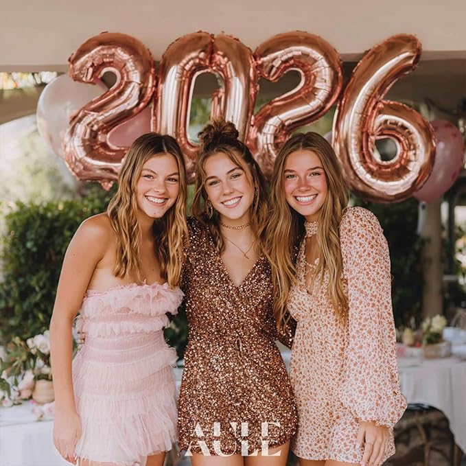 AULE 40 Inch Big Rose Gold 2 Balloon Number Large Foil Helium Number Balloons 0-9 Jumbo Giant Happy 2nd Birthday Party Decorations for Boy or Girl Huge Mylar Anniversary Party Supplies
