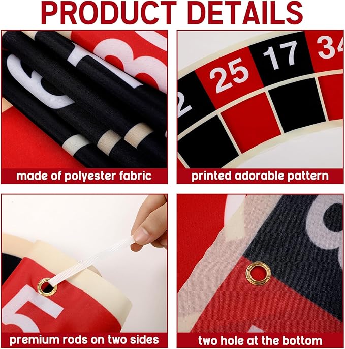 Moukeren Large Casino Night Party Decorations Casino Night Porch Entryway Banner Roulette Backdrop Decor Vegas Party Favor Hanging Door Banner Photo Background for Vegas Poker Dice Birthday Decor