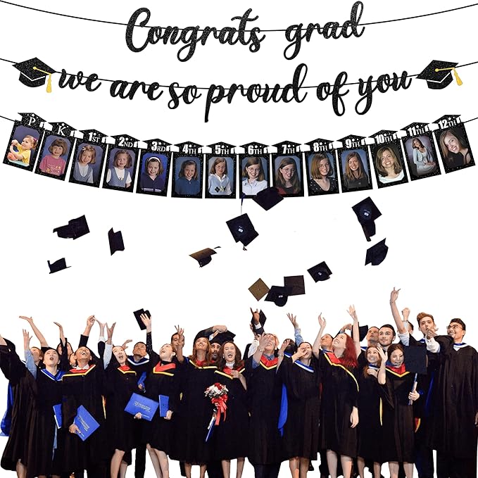 Congrats Grad We are So Proud of You,P-12th Grade Graduation Photo Banner Class of 2026 Graduation Party Decorations Supplies (4x6 in)