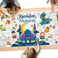 Gatherfun Ramadan Activity Poster & Home Decor - 31.5 x 72 Coloring Banner/Table Cover for Eid Mubarak Decoration, for School Parties & Ramadan Decoration